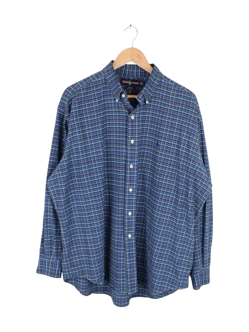 Vintage Ralph Lauren‎ Blake Button Down Plaid Shirt Blue Multicolor Cotton XL